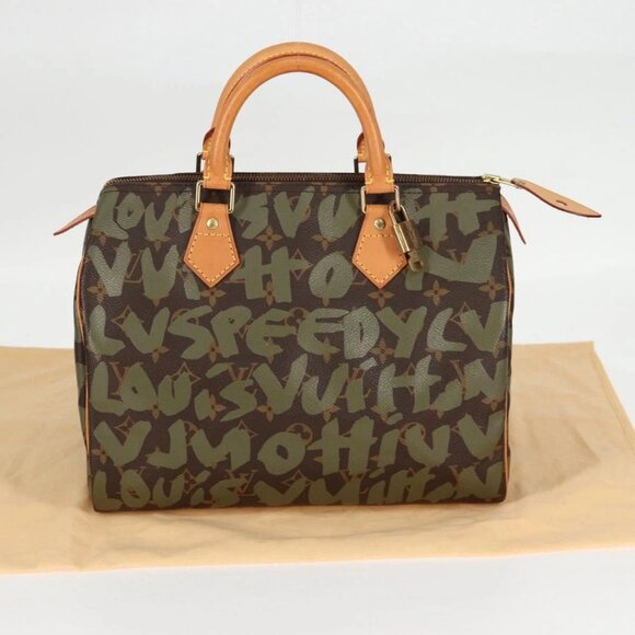 LOUIS VUITTON Monogram Graffiti Speedy 30 Bag Green Khaki - Picture 10 of 16